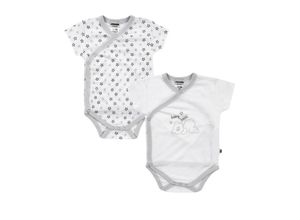 4001742734679 - - Kurzarm-Wickelbody BABY BEAR 2er-Pack in weiß grau Gr68