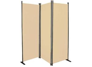 4001827477040 - Stellwand 165x170 cm dreiteilig - beige - Paravent Raumteiler Trennwand Sichtschutz