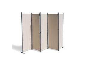 4001827477842 - Paravent 5 teilig Beige 268 x 167 cm Raumteiler Trennwand Sichtschutz