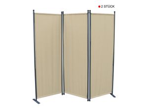 4001827478122 - 2 Stück Paravent 3tlg Raumteiler Trennwand Sichtschutz Beige