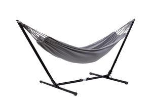 4001827482570 - Hängemattenset Relax bis auf 330 cm verstellbar mit XL Hängematte Grau 210 x 140 cm