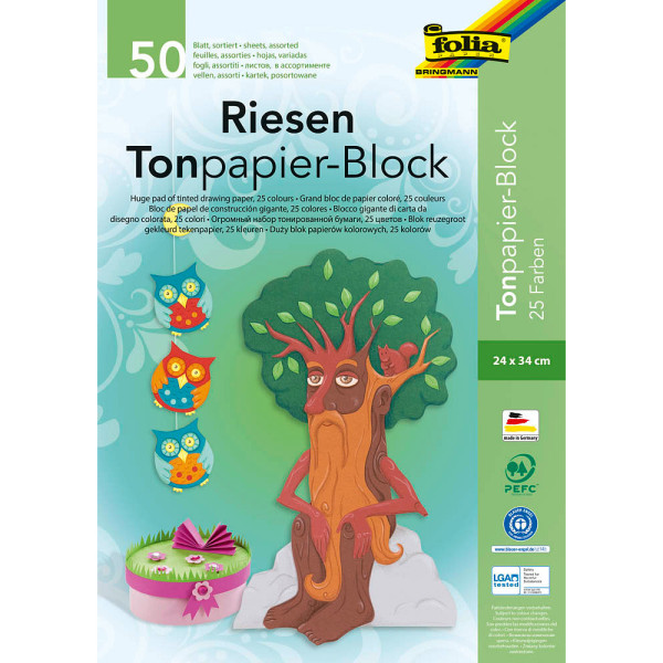 4001868006551 - Glorex Gmbh - Glorex Tonzeichenpapierblock 130g m² sortiert 24 x 34 cm 50 Blatt Bastelpapier