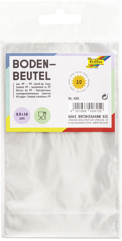 4001868008159 - Bodenbeutel Maße (B)95 x (H)160 mm transparent