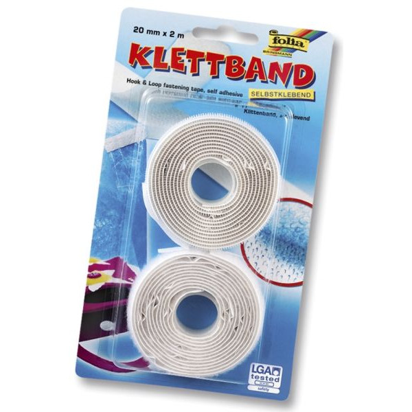 4001868023022 - Klettband - 20 mm x 2 m weiß selbstklebend 2 Rolle