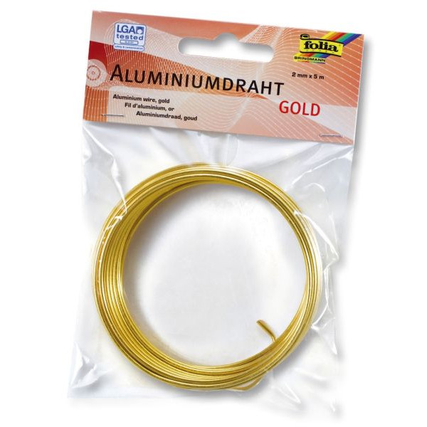 4001868032963 - 79665  2mm 5m Basteldraht Alu gold 5 Meter