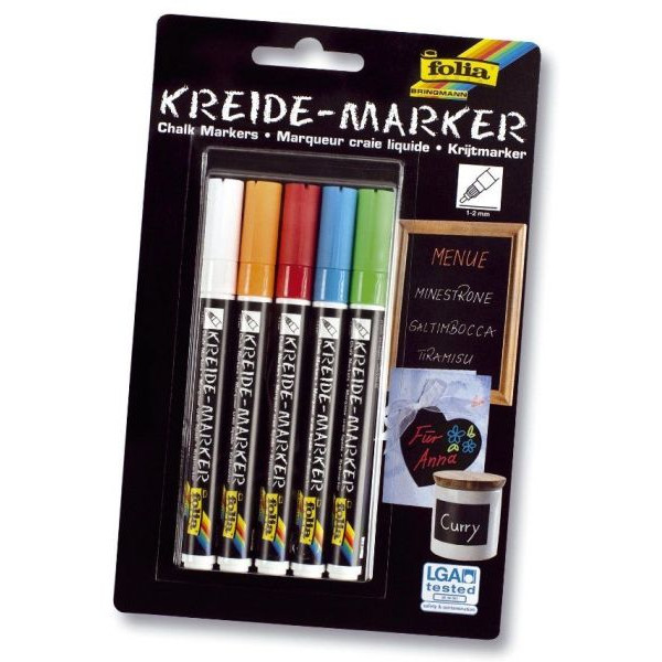 4001868033991 - Kreidemarker 5er Etui farbig sortiert 1-2mm Rundspitze 5 Stück