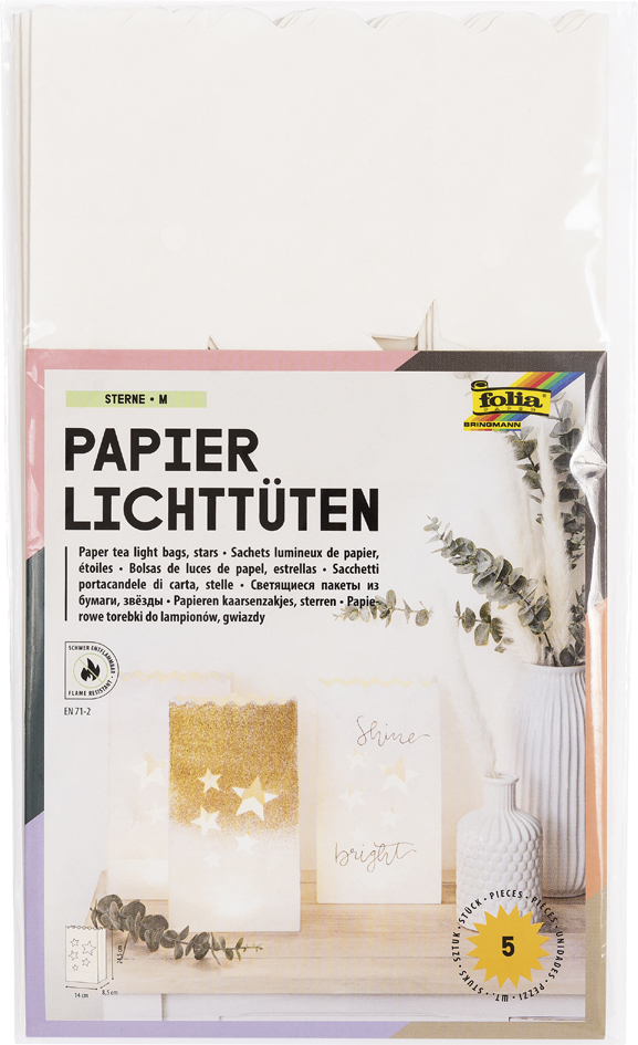 4001868038187 - Lichtertüten Sterne groß aus Papier weiß