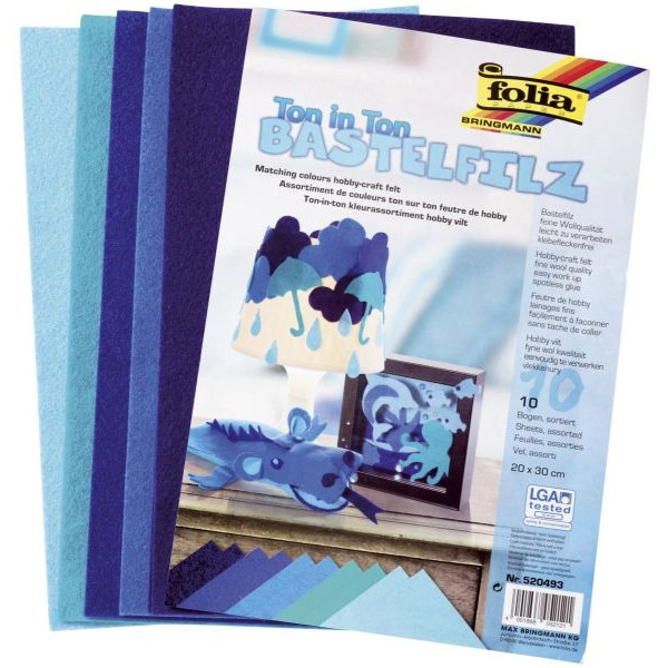 4001868052121 - 520493  10Bl Filz Ton in Ton 20x30cm blau 10 Bogen