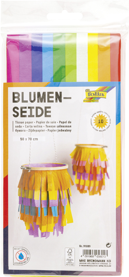 4001868056013 - Blumenseide gefalzt 50 x 70 cm sortierte Farben 10 Bogen