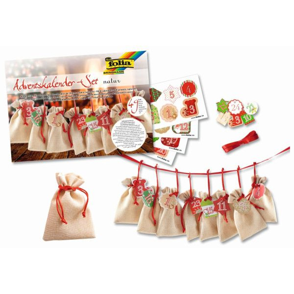 4001868085594 - Folia Adventskalender-Set 24 Beutel in Juteoptik natur