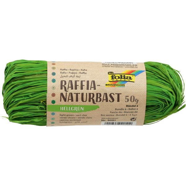 4001868090512 - 9051 50g  Naturbast Bast Raffia matt hellgrün 50 Gramm