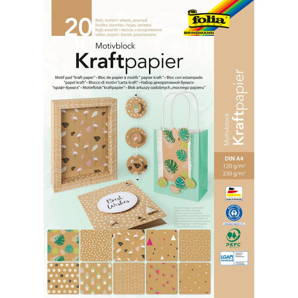 4001868103304 - Motivblock Kraftpapier 1 farbsortiert DIN A4 4001868103304 folia 20 Blatt