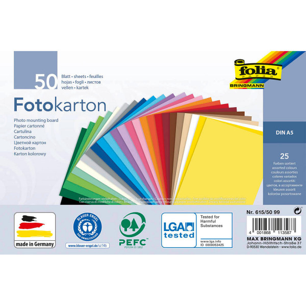 4001868113587 - Fotokarton farbsortiert 300 g qm 4001868113587 folia 50 Blatt