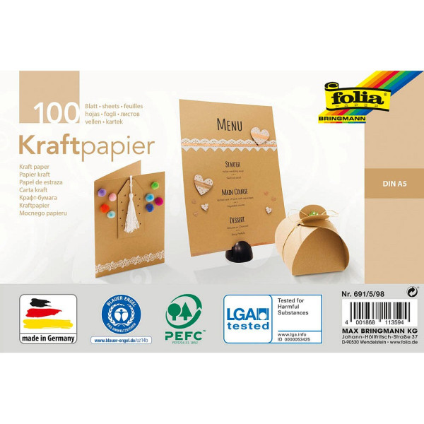 4001868113594 - Tonpapier Kraftpapier A5 braun 120 g qm 4001868113594 folia 691 5 98 100 Blatt