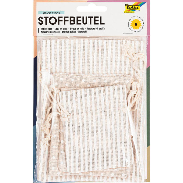 4001868115581 - Stoffsäckchen mit Motiv Streifen und Punkte 80 100 130 x 100 130 180 cm 1 Pack