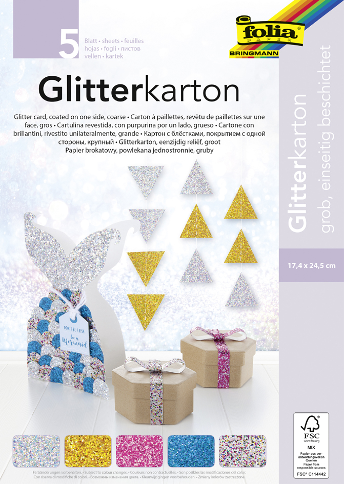 4001868117851 - Glitterkarton-Block SHINY 5-teilig in bunt