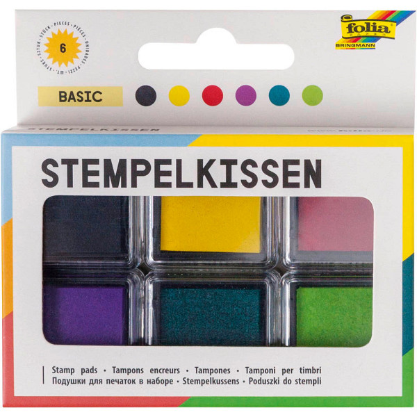 4001868119381 - Stempelkissen basic schwarz gelb rot lila türkis grün 6x 24 x 24 cm