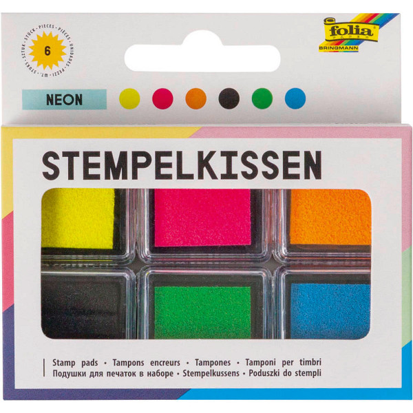 4001868119411 - Stempelkissen neon gelb pink orange schwarz grün blau 6x 24 x 24 cm 4001868119411 Folia