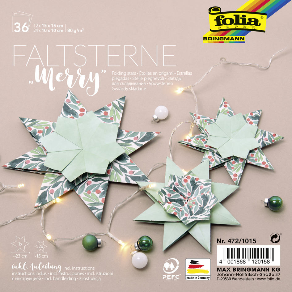 4001868120158 - Faltblätter Meissner-Sterne-Set Merry grün