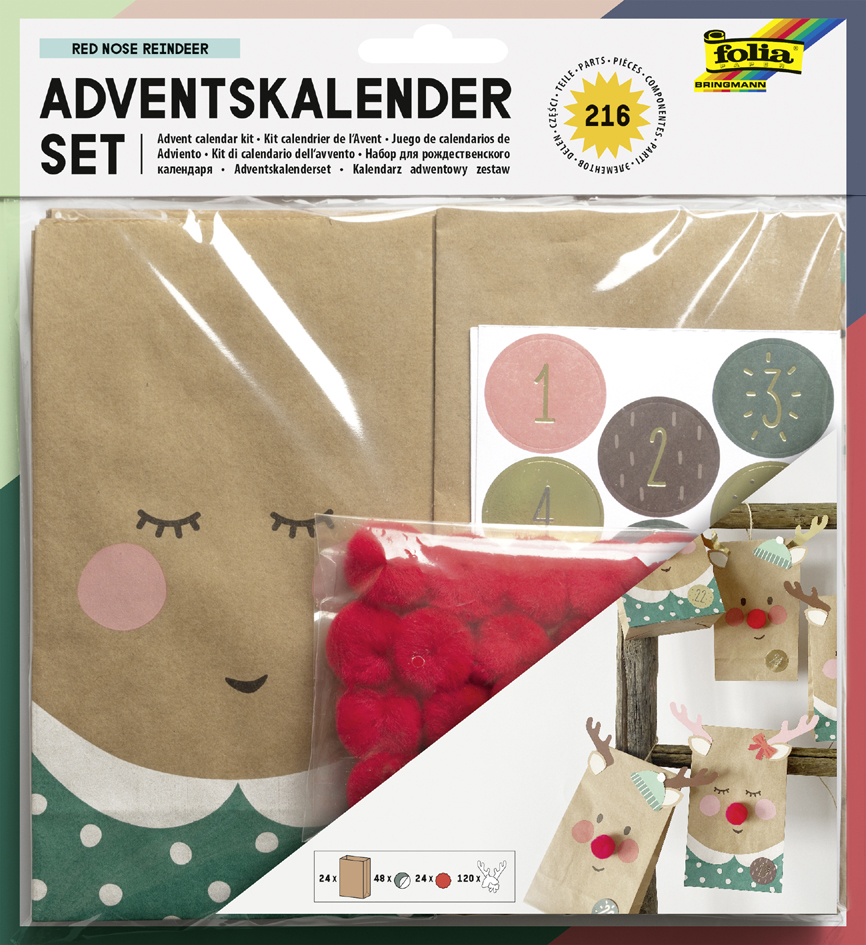 4001868124644 - Adventskalender Bastelset Red Nose Reindeer 216-teilig