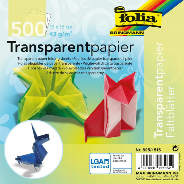 4001868825152 - Bastelpapier ORIGAMI-TRANSPARANTPAPIER (15x15cm) 500 Blatt