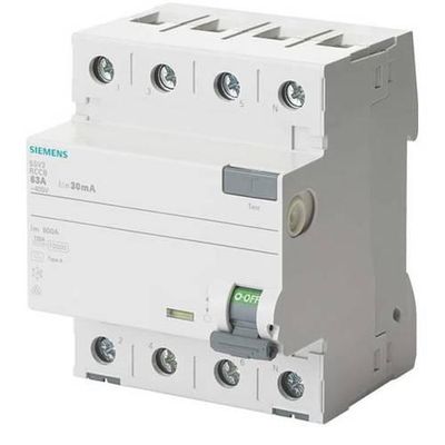 4001869427867 - Siemens FI-Schalter 4x63A 5SV36466 Typ A 63A 3+N-pol 300mA 400V 4TE