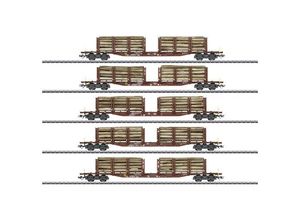 4001883471549 - 47154 H0 5er-Set Rungenwagen-Holztransport der DB