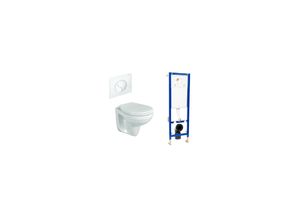 4002071273631 - Wand-WC spülrandlos Set mit Vorwandelement Schallschutz-Set und Betätigungsplatte rund