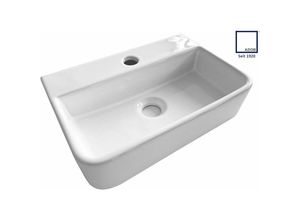 4002148280517 - Design Keramik Waschbecken Hängewaschbecken Aufsatzwaschbecken eckig inkl Siphon und Ablaufventil 385 x 175 x 9 cm 28051 - Adob