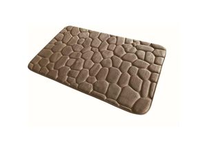 4002148913538 - Badematte Premium Badezimmerteppichtaupe Stein Optik rutschfest 50x80 cm« Adob lichtecht ruschtfest Memoryschaum rutschfest besonders saugfähig