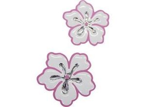 4002341292249 - Hermann Schütz Chromesticker 3D Hibiskus grau-pink