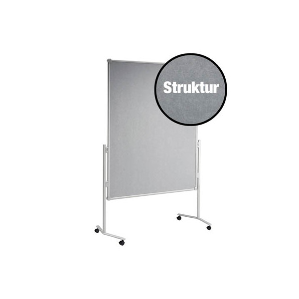 4002390024235 - Moderationstafel Pro 638 01 82 120x150cm Glasfaser + Glasfaser (beidseitig) pinnbar mit Rollen grau + grau 4002390024235 Ma