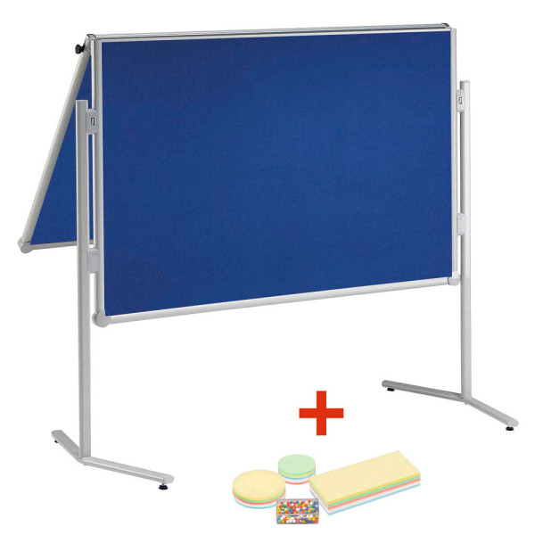 4002390060073 - AKTION MAUL Moderationswand professionell klappbar 1200 x 1500 cm blau + GRATIS Moderations-Starter-Set bestehend aus je 120 Moderationskarten Ø 95 cm Ø 135 cm 95 x 200 cm 200 Signal-Nadeln