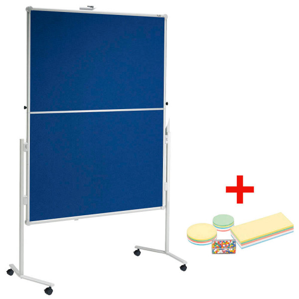 4002390060097 - AKTION MAUL Moderationswand MAULpro klappbar 1200 x 1500 cm blau weiß + GRATIS Moderations-Starter-Set bestehend aus je 120 Moderationskarten Ø 95 cm Ø 135 cm 95 x 200 cm 200 Signal-Nadeln