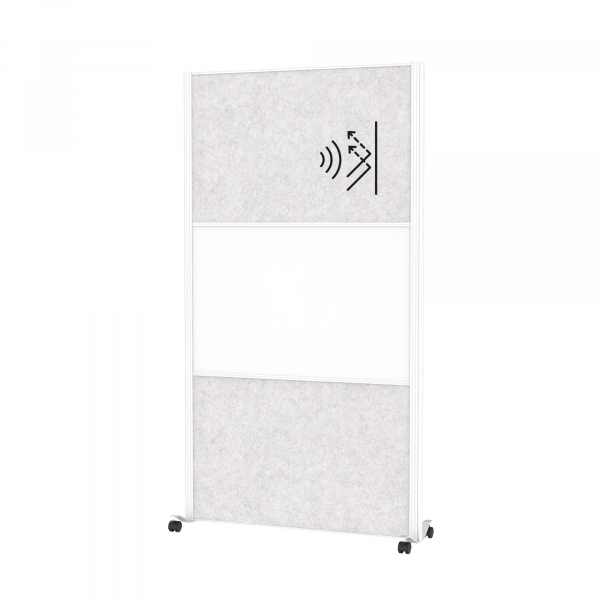 4002390089968 - MAUL Stellwandsystem MAULconnecto 2x Akustikvlies hell 1x Whiteboard Klettverbindung auf Rollen H 1800 x B 1000 mm weiß