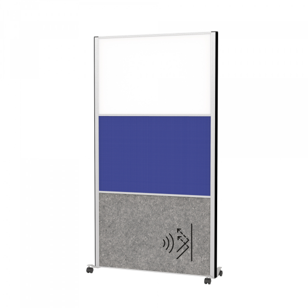 4002390090063 - MAUL Stellwandsystem MAULconnecto Steckmodule 1x Whiteboard 1x Akustikvlies 1x Textiloberfläche Klettverbindung auf Rollen H 1800 x B 1000 mm silber