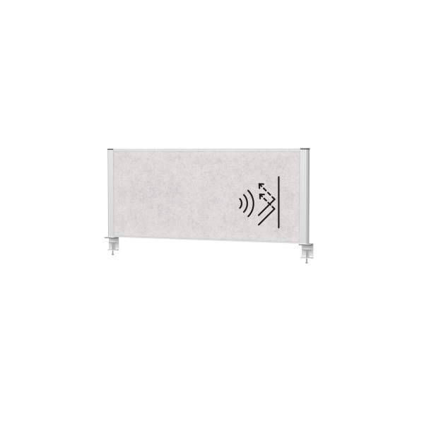 4002390090209 - MAUL Tisch-Trennwand MAULconnecto Akustikvlies 4000 g m² Aluminiumprofil B 1200 x H 500 mm Akustik hellgrau silber