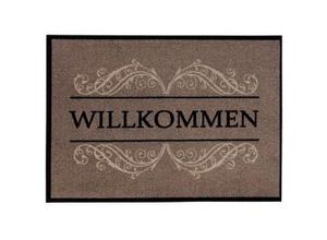 4002398047519 - Fußmatte Carmen Willkommen taupe 39 x 58 cm