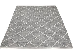 4002398193827 - Teppich LUXOR LIVING Pantin Teppiche Gr B L 140 cm x 200 cm 8 mm 1 St grau Baumwollteppiche Handweb Flachgewebe reine Baumwolle handgewebt Rauten Design