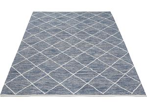 4002398193834 - Teppich LUXOR LIVING Pantin Teppiche Gr B L 140 cm x 200 cm 8 mm 1 St blau Baumwollteppiche Handweb Flachgewebe reine Baumwolle handgewebt Rauten Design