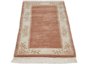 4002398413437 - Orientteppich LUXOR LIVING Giza Teppiche Gr B L 70 cm x 140 cm 12 mm 1 St rosa (altrosa) Esszimmerteppiche reine Wolle handgeknüpft mit Bordüre und Fransen