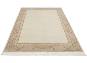 4002398413536 - Orientteppich LUXOR LIVING Giza Teppiche Gr B L 170 cm x 240 cm 12 mm 1 St beige (creme) Esszimmerteppiche reine Wolle handgeknüpft mit Bordüre und Fransen