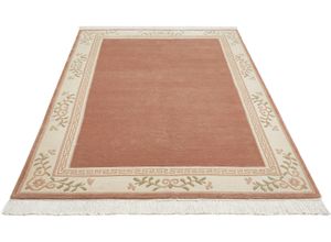 4002398413550 - Orientteppich LUXOR LIVING Giza Teppiche Gr B L 170 cm x 240 cm 12 mm 1 St rosa (altrosa) Esszimmerteppiche reine Wolle handgeknüpft mit Bordüre und Fransen