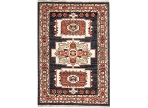 4002398912602 - Teppich LUXOR LIVING Sempura Teppiche Gr B L 100 cm x 150 cm 8 mm 1 St blau (blau rot) Fransenteppich Orientalische Muster Orient-Optik 80% Wolle mit Fransen Wohnzimmer