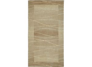 4002398926630 - Wollteppich LUXOR LIVING Lineo Teppiche Gr B L 70 cm x 140 cm 14 mm 1 St beige Schurwollteppiche Nepalteppich reine Wolle handgeknüpft mit Bordüre