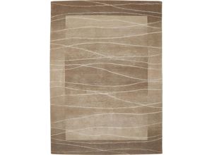 4002398926692 - Wollteppich LUXOR LIVING Lineo Teppiche Gr B L 90 cm x 160 cm 14 mm 1 St beige (sand) Schurwollteppiche Nepalteppich reine Wolle handgeknüpft mit Bordüre