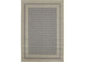 4002398961280 - - Outdoorteppich Rio creme-grau 133 x 190 cm gestreift Outdoor-Teppiche