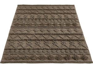 4002398997005 - Wollteppich LUXOR LIVING Hägga Teppiche Gr B L 130 cm x 190 cm 15 mm 1 St braun (camel) Schurwollteppiche Handweb Teppich reine Wolle handgewebt Hoch-Tief Struktur