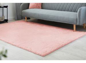 4002398997272 - Fellteppich LUXOR LIVING Novara Teppiche Gr B L 160 cm x 230 cm 30 mm 1 St rosa Fellteppich Esszimmerteppiche Kunstfell Kaninchenfell-Haptik besonders weicher Hochflor