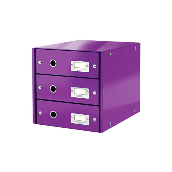 4002432103935 - Schubladenbox Click&Store 6048-00-62 violett violett metallic 3 Schubladen geschlossen